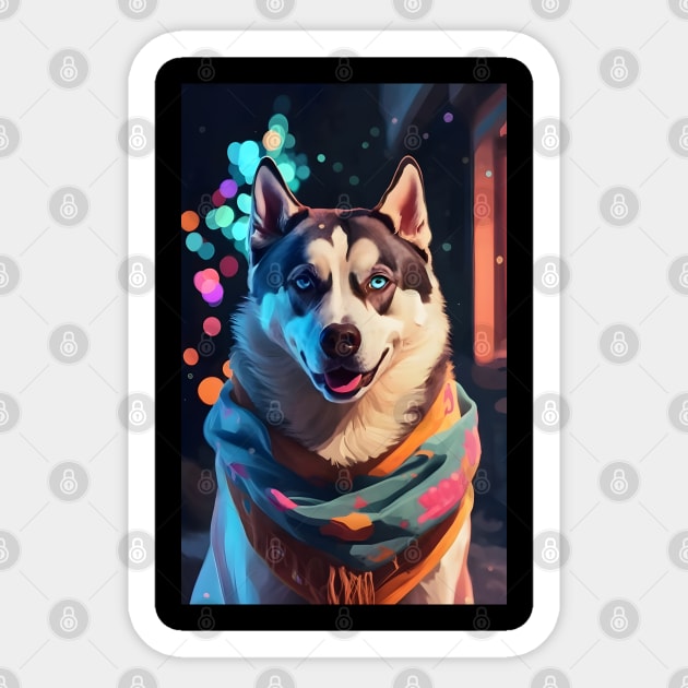 Cute Cozy Siberian husky Sticker by Spaceboyishere